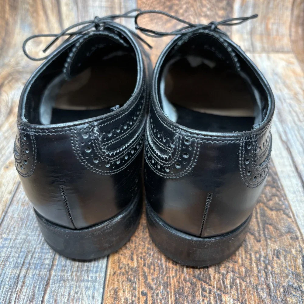 Florsheim Mens Black Leather Wingtip Brogue Oxford Dress Shoe Size 8 Style 76401